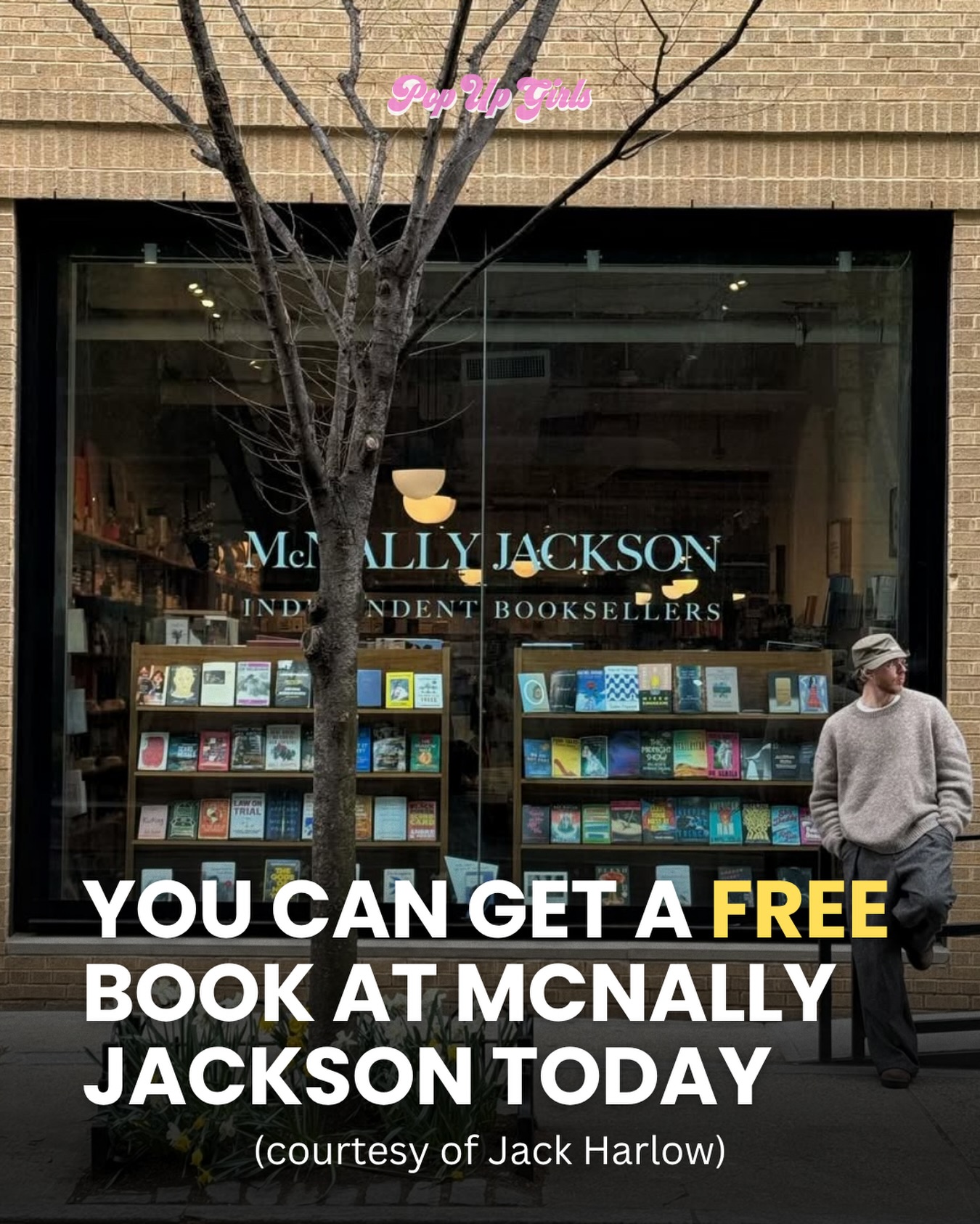 Where are our #booktok girlies?@jackharlow posted this on his IG: “During the recording of Monica I frequented McNally Jackson for inspiration. Enjoy a free book on me if you shop at their location in Soho from 6:30-8:30pm on Weds 4/22. First come, first served.”Details:
🗓️ Wednesday, April 22 (TODAY)
📍 McNally Jackson Books, 134 Prince St, New York, NY
⏰ 6:30–8:30pm
⚠️ First come, first servedWhatever the reason, we’ll take a free book any day. 😍 What’s on your reading list?
