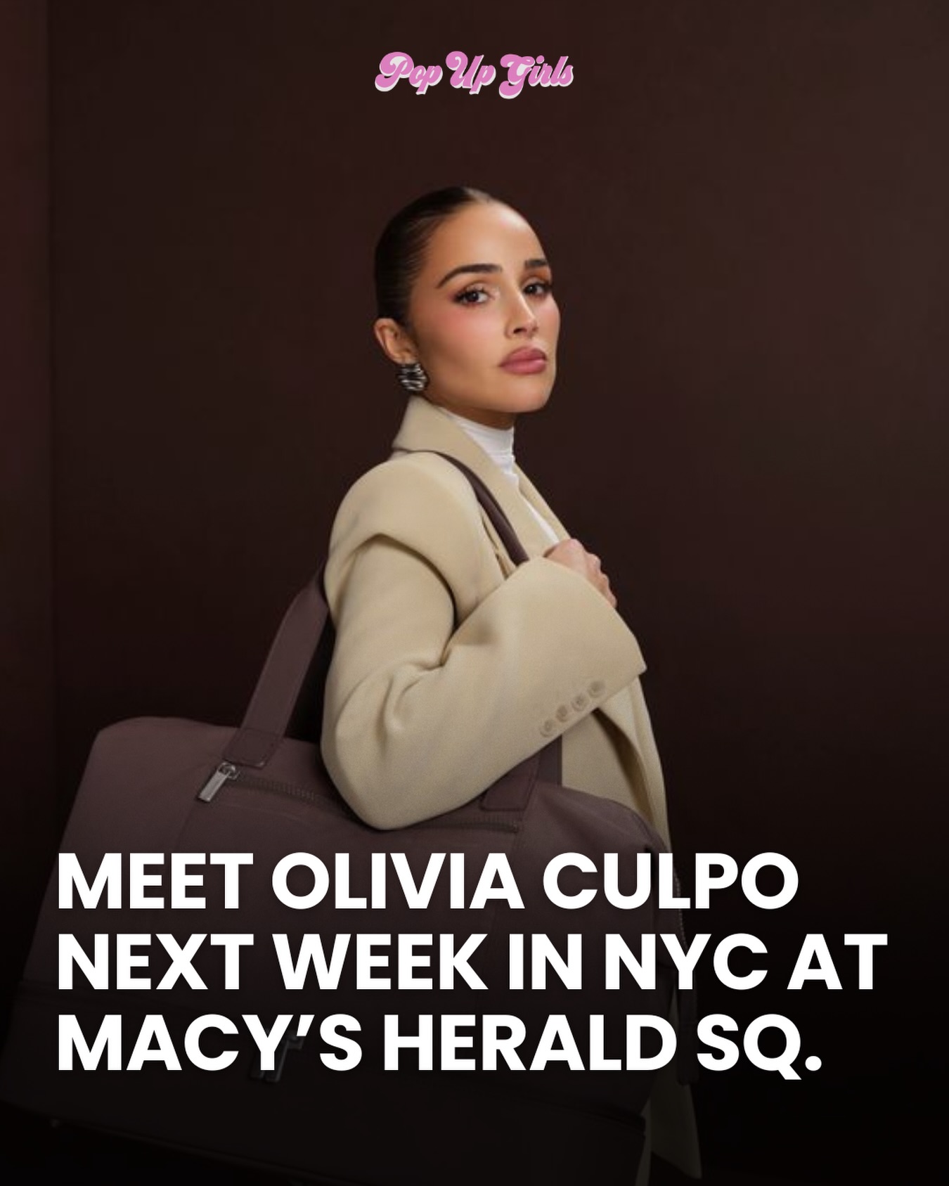 🧳 Meet Olivia Culpo at Macy’s Herald Square🗓️ June 24
⏰ 6:00 PM
📍 Macy’s Herald Square, 151 West 34th Street, New York, NY🎟️ How to score your exclusive meet & greet ticket:🛒 Be one of the first 100 customers to purchase $200 or more in Samsonite luggage, or 2 pieces from the Chocolate Mauve colorway in the Outline Pro or Better Than Basics collections, and receive an exclusive ticket to a special photo meet and greet with Olivia Culpo⚠️ In-store purchase only, while supplies last. Event subject to change or cancellation.#oliviaculpo #MacysHeraldSquare #popupgirlsnyc #thingstodoinnyc